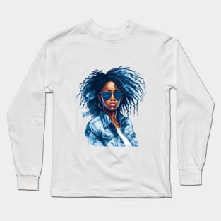 Watercolor illustration Vector of A Beautiful Black Girl Long Sleeve T-Shirt